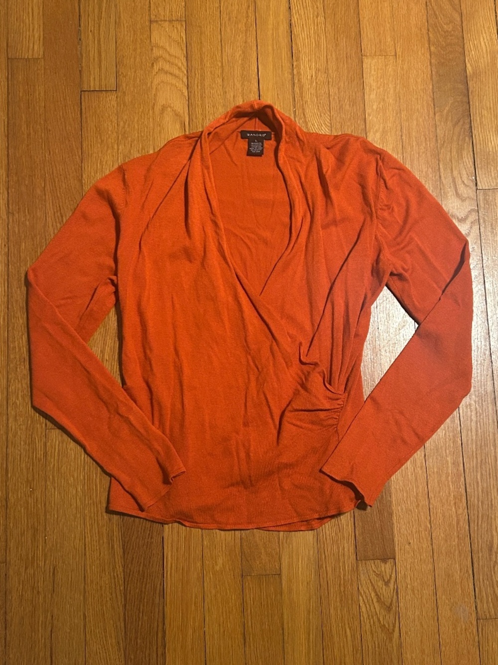 Sandro Orange Wrap Top Long Sleeve Sweater Women’s L